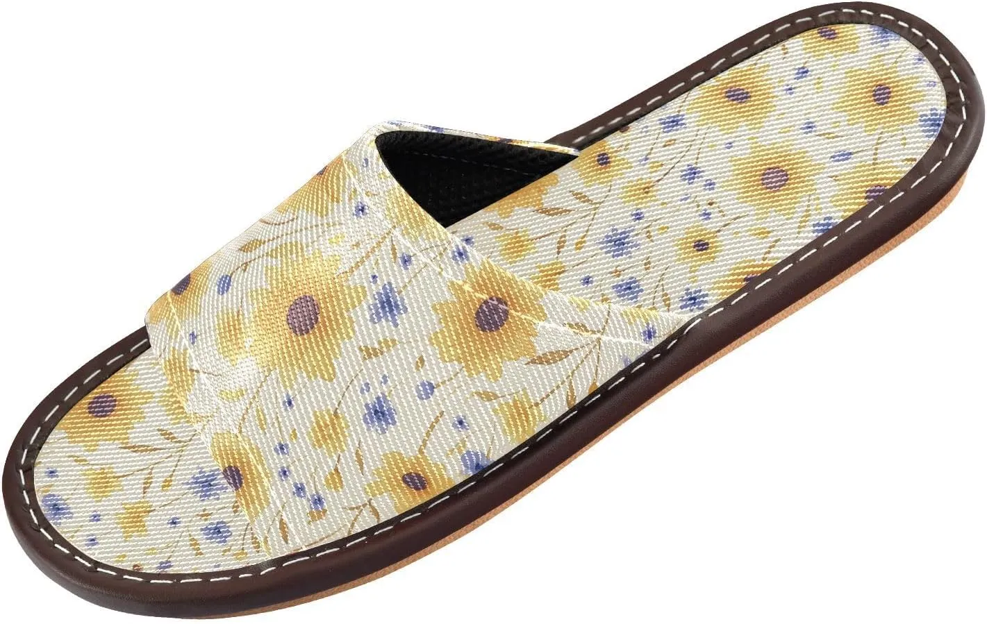 Small Yellow Sunflowers Women Men's Spa Shower Slippers Breathable Beach Sandals for Bedroom Travel Bedroom
