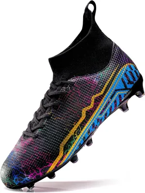 Soccer Cleats Mens Football Cleats Professional Soccer Shoes High-Tops Non-Slip Spikes for Big Boys Wide Training Sneaker