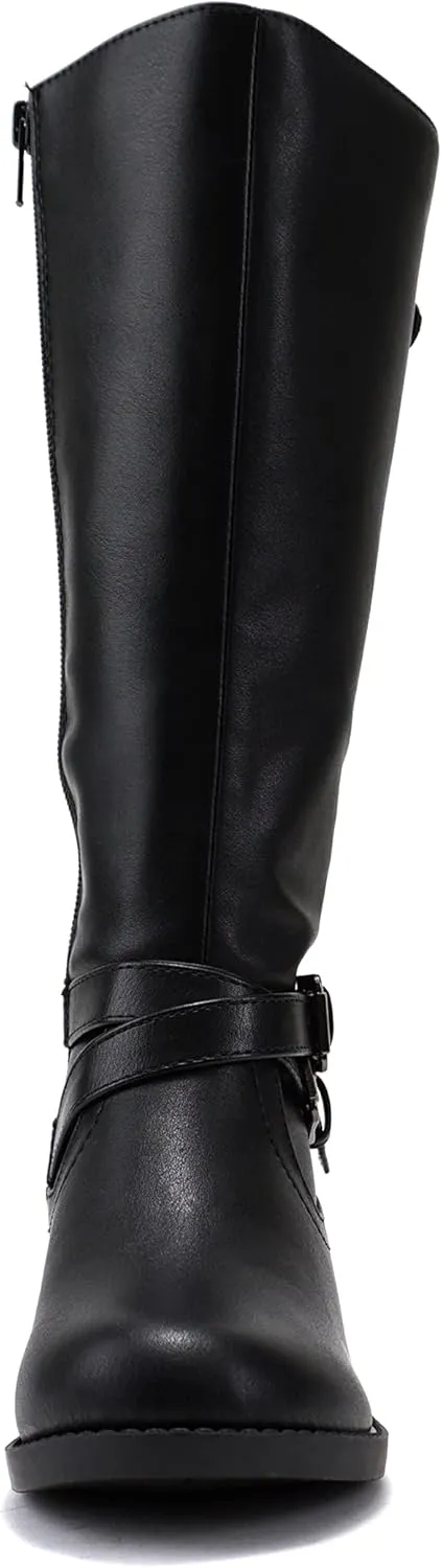 Soda “BIO-II” Kids/Girls/Children Low Heel Fashion Knee/Calf High Riding Boots