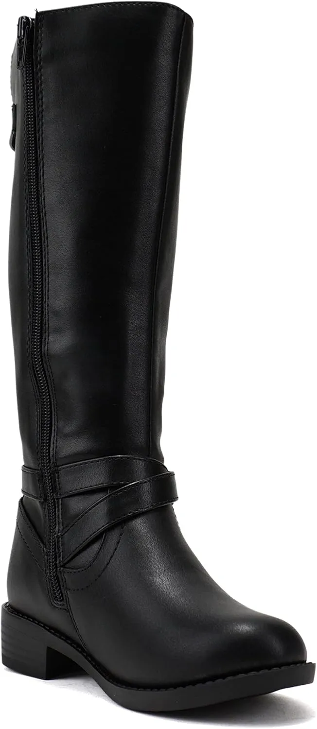 Soda “BIO-II” Kids/Girls/Children Low Heel Fashion Knee/Calf High Riding Boots