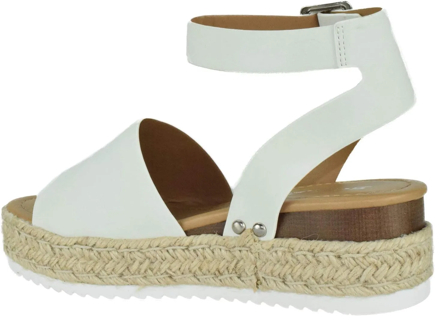 Soda Women Wedge Sandals Open Toe Ankle Strap Flatform Espadrilles Trim Platform Topic-S