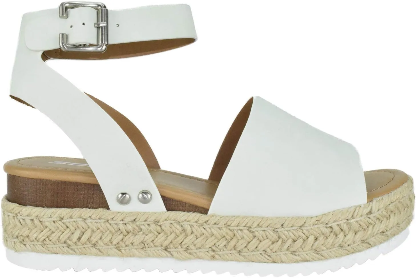 Soda Women Wedge Sandals Open Toe Ankle Strap Flatform Espadrilles Trim Platform Topic-S