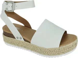 Soda Women Wedge Sandals Open Toe Ankle Strap Flatform Espadrilles Trim Platform Topic-S