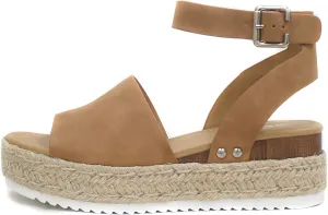 Soda Women's Topic Black Nubuck Syntheticsandals (Tan Nubuck, numeric_8)