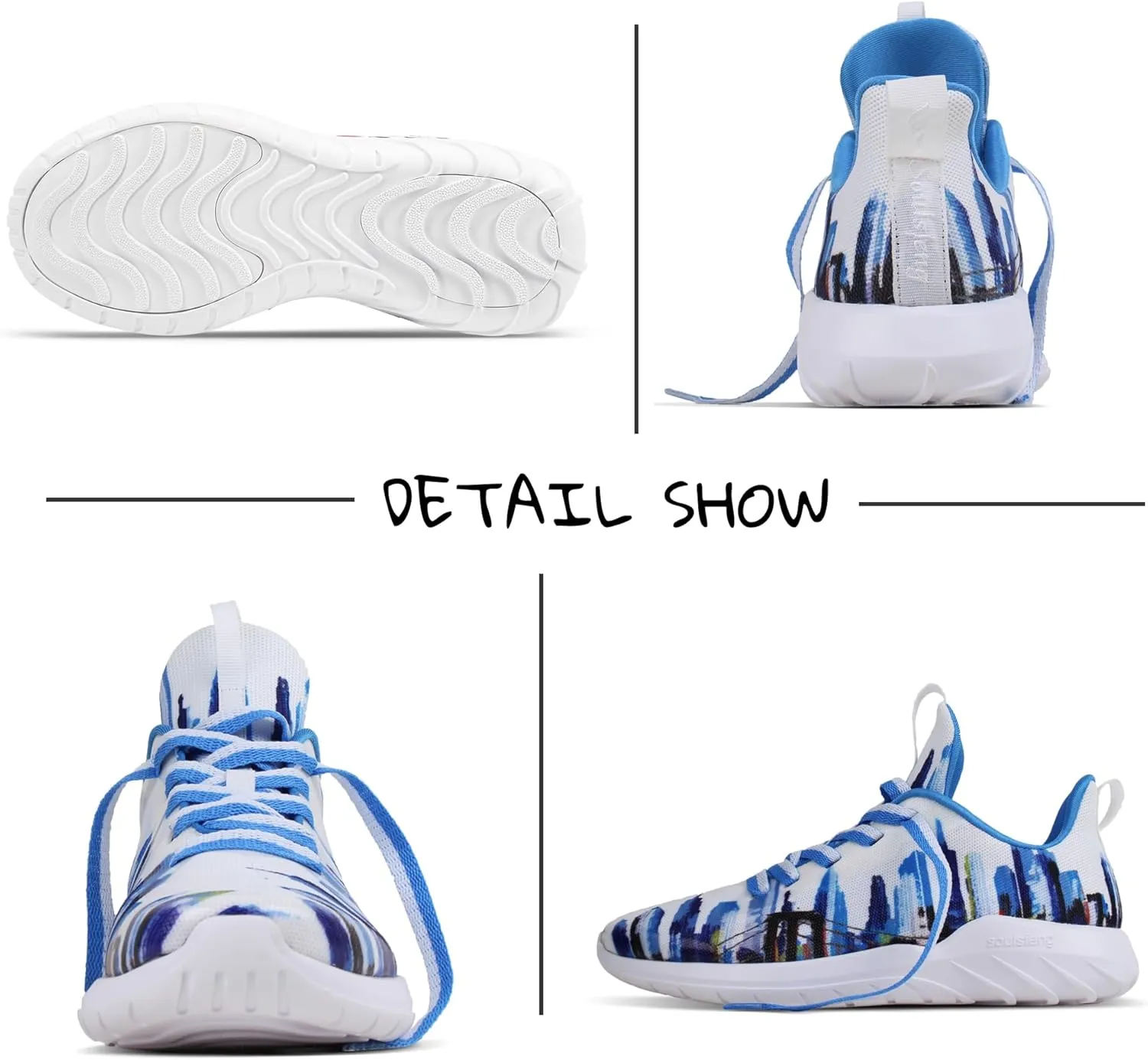 Soulsfeng Kids Tennis Shoes Lightweight Breathable Boys Running Shoe Fashion Walking Sneakers for Girls (Little Kid/Big Kid)