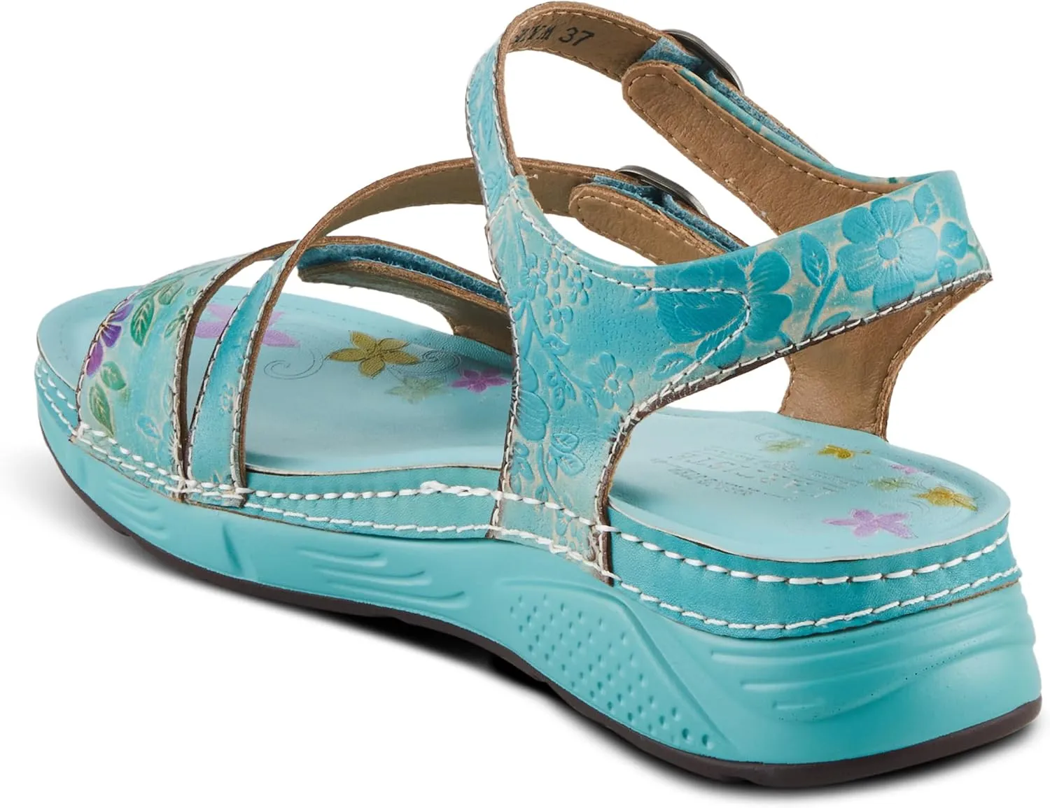 Spring Step L'Artiste Women's Anneka Hand-Painted Athleisure Sandals - Lightweight Floral Design with Adjustable Hook and Loop Closures