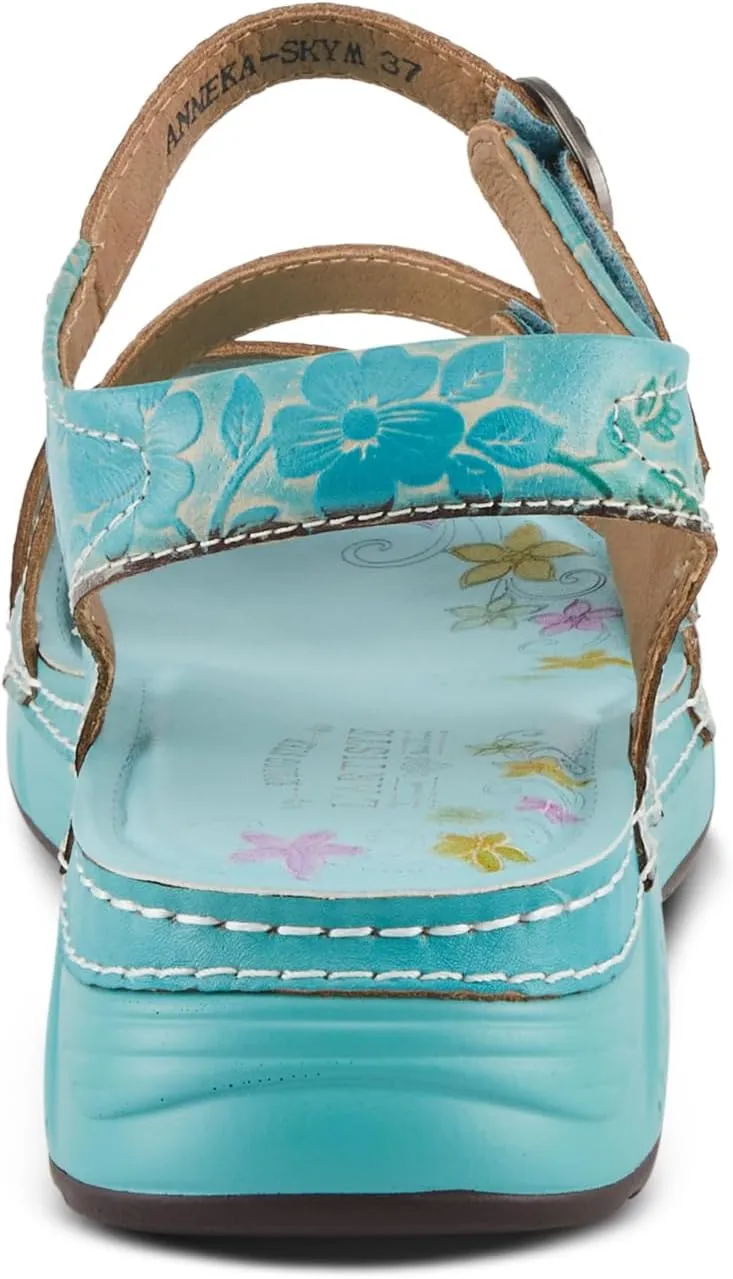 Spring Step L'Artiste Women's Anneka Hand-Painted Athleisure Sandals - Lightweight Floral Design with Adjustable Hook and Loop Closures