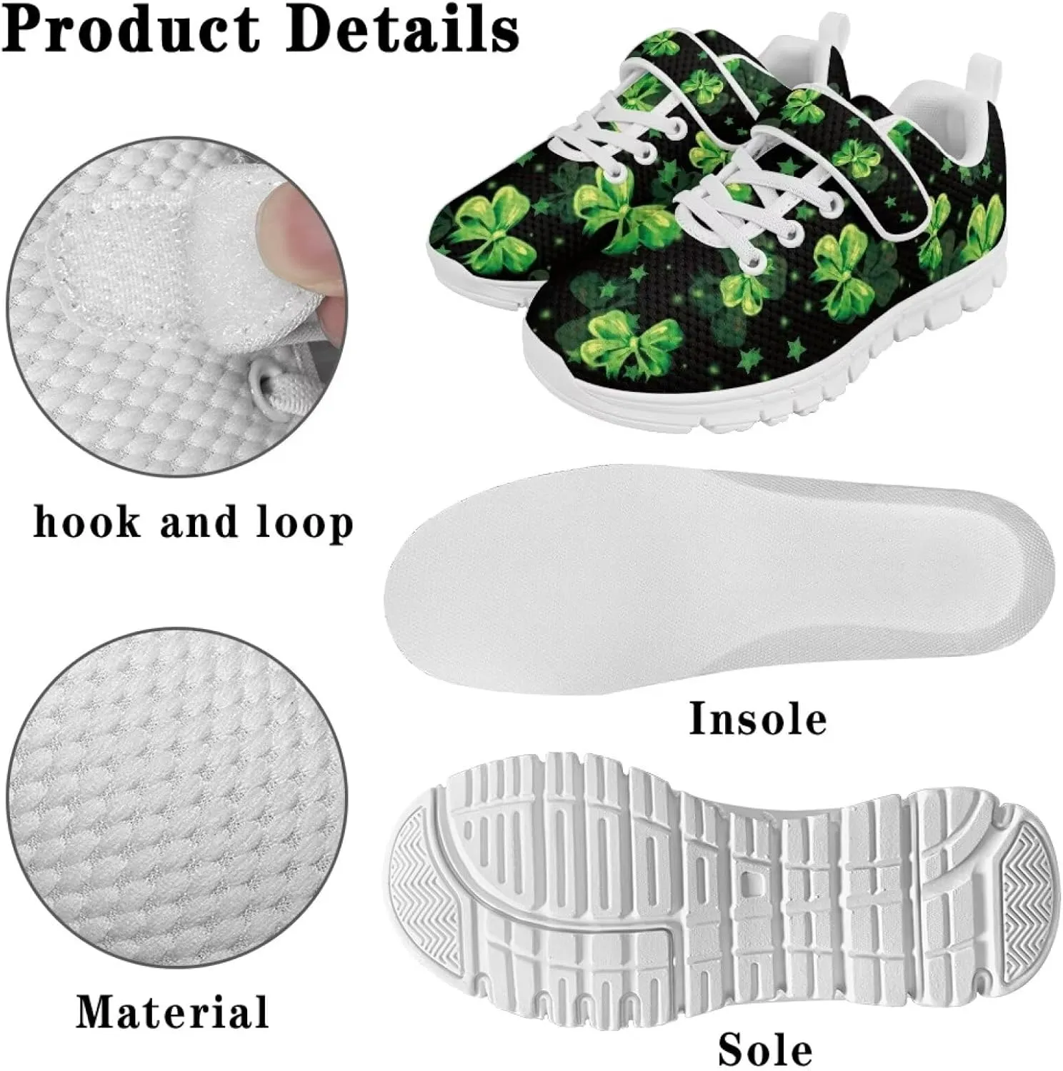 St. Patrick's Day Slip On Shoes for Girls Leaves Sneakers Size 11-2.5