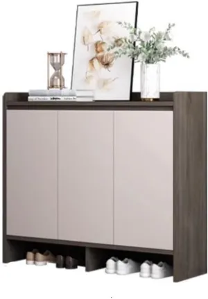 Stackable Adjustable Shelves and Wooden Legs 100cm High Organizer 4-Shelf Shoe Cabinet with Door for Entryway, Front Door, Black Shoe