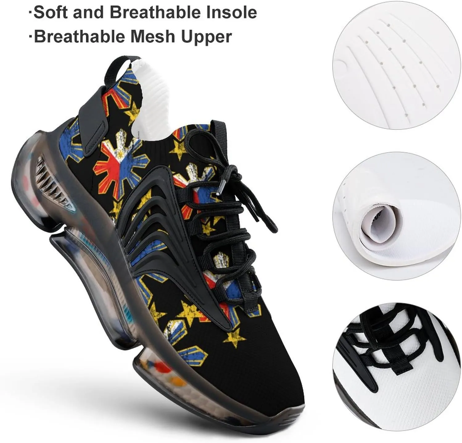 Stars Philippines Flag Men's Running Shoes Walking Sneakers for Women Athletic Lightweight Breathable Shoes