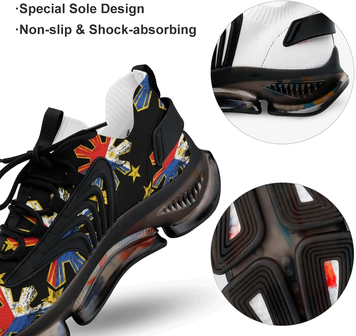 Stars Philippines Flag Men's Running Shoes Walking Sneakers for Women Athletic Lightweight Breathable Shoes