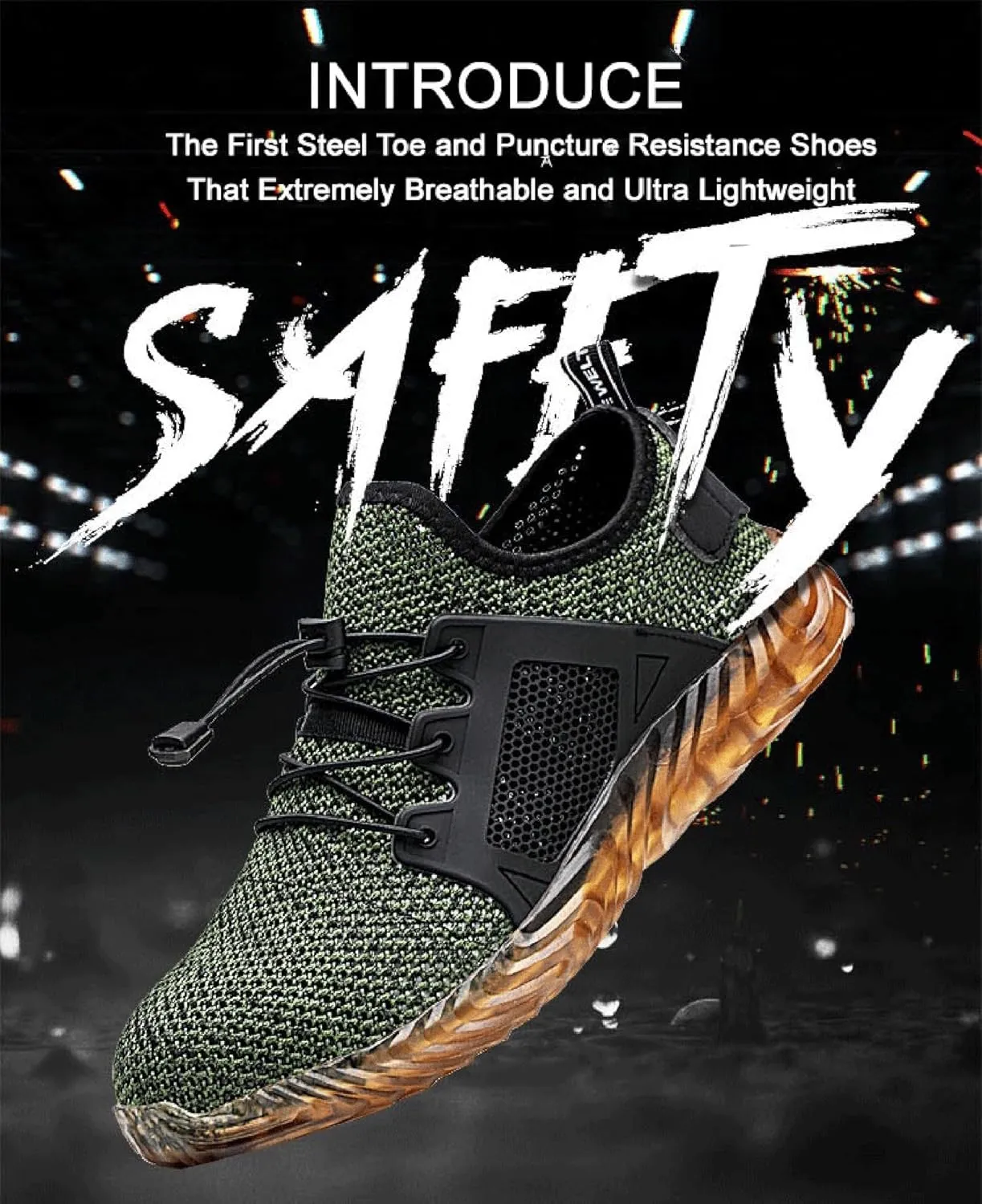 Steel Toe Shoes for Men Comfortable Breathable Safety Work Shoes Lightweight Indestructible Puncture Proof Work Sneakers