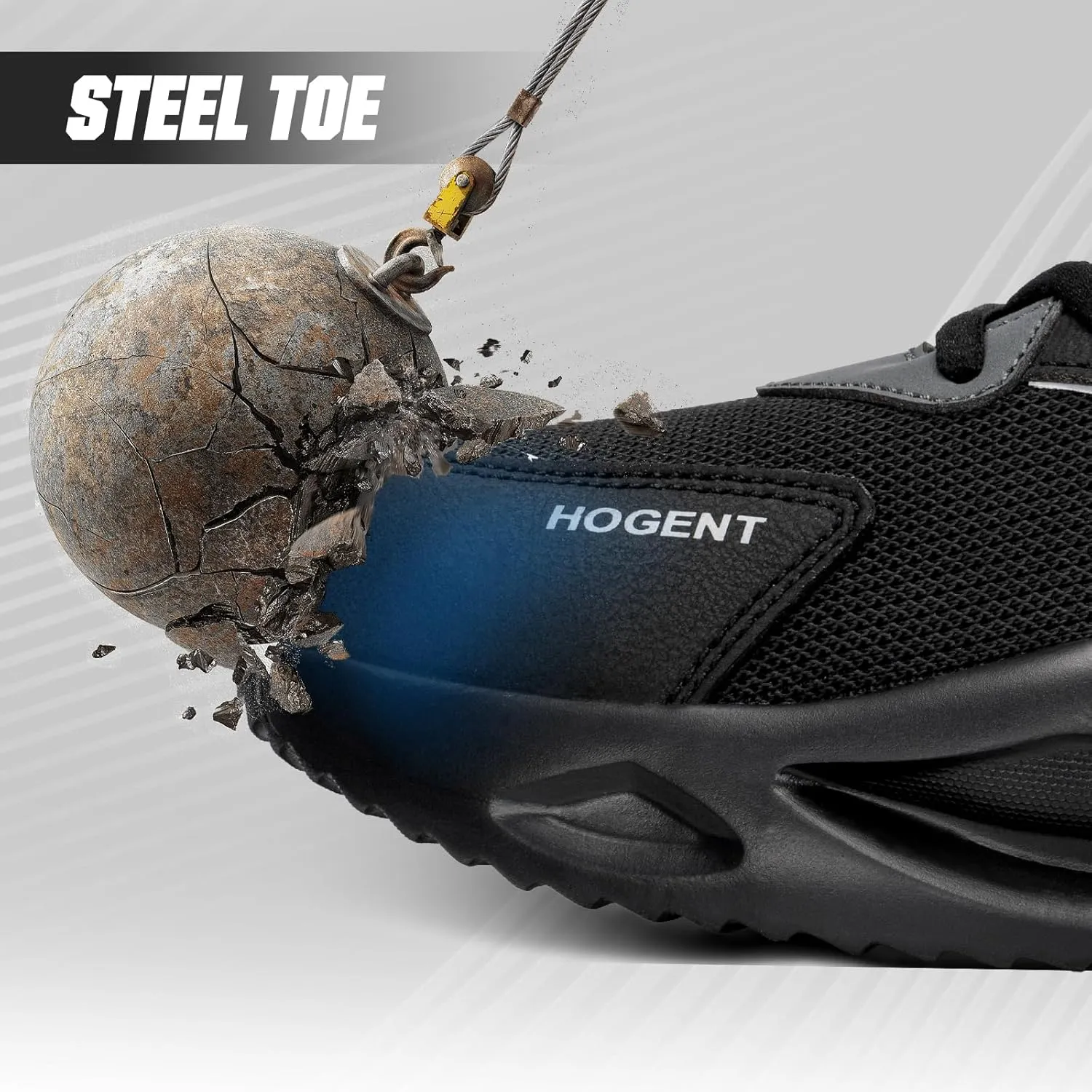 Steel Toe Shoes for Men Women Safety Work Sneakers Indestructible Comfortable Lightweight Breathable Construction Sneakers Anti Smashing Puncture Proof Air Cushion