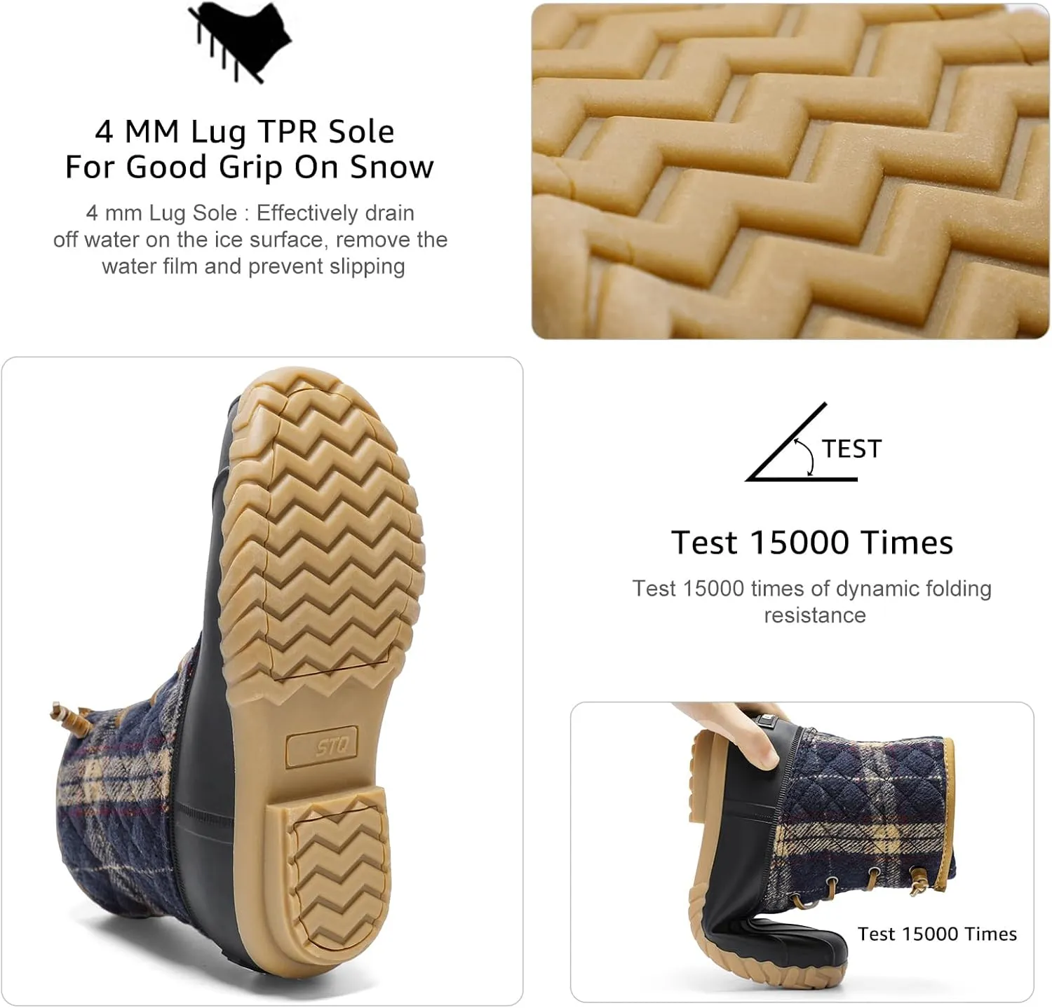 STQ Duck Boots for Women Waterproof Winter Boots Quilted Snow Boots