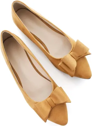 Stunner Womens Bowknot Flower Ballet Flats Pointed Toe Soft Dress Shoes