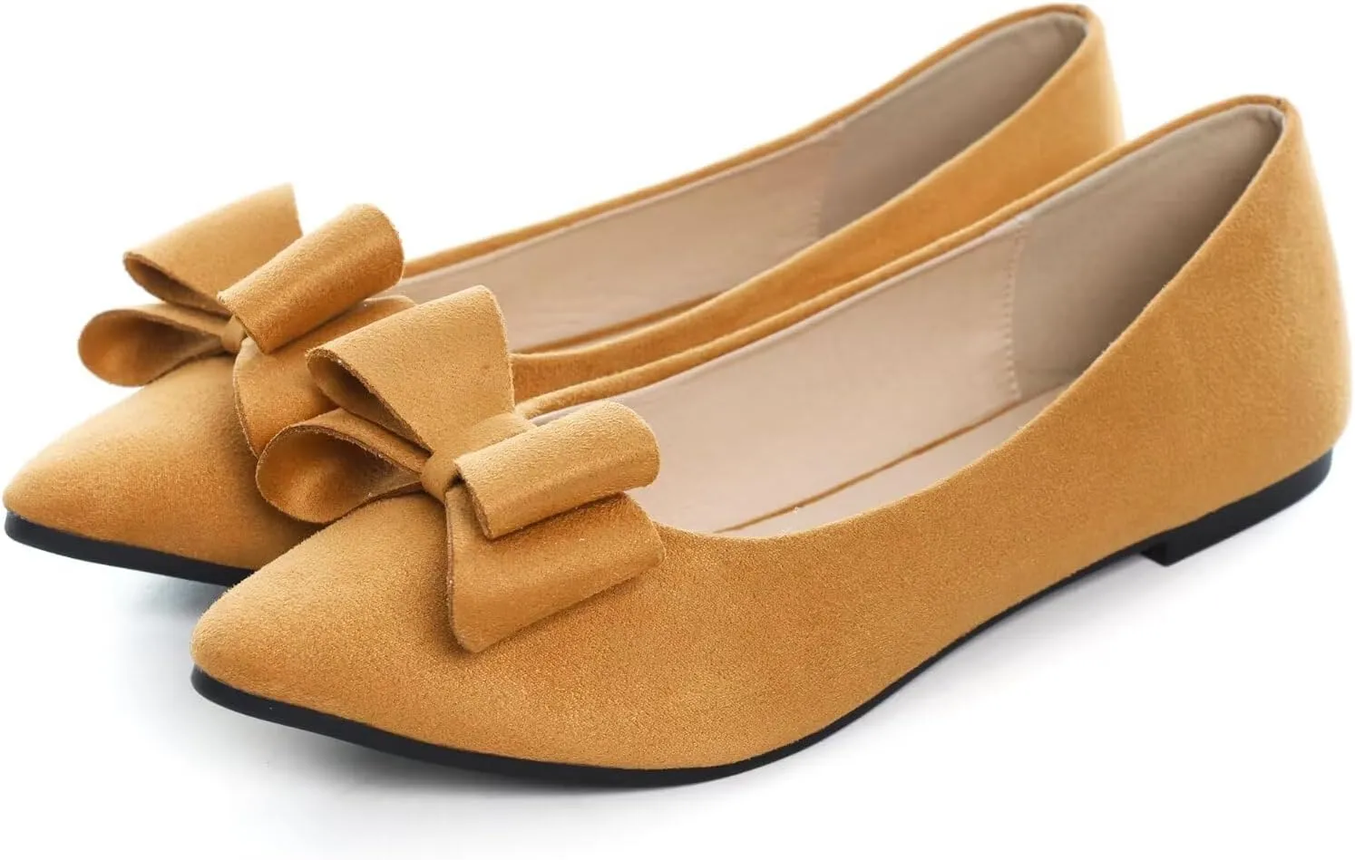 Stunner Womens Bowknot Flower Ballet Flats Pointed Toe Soft Dress Shoes