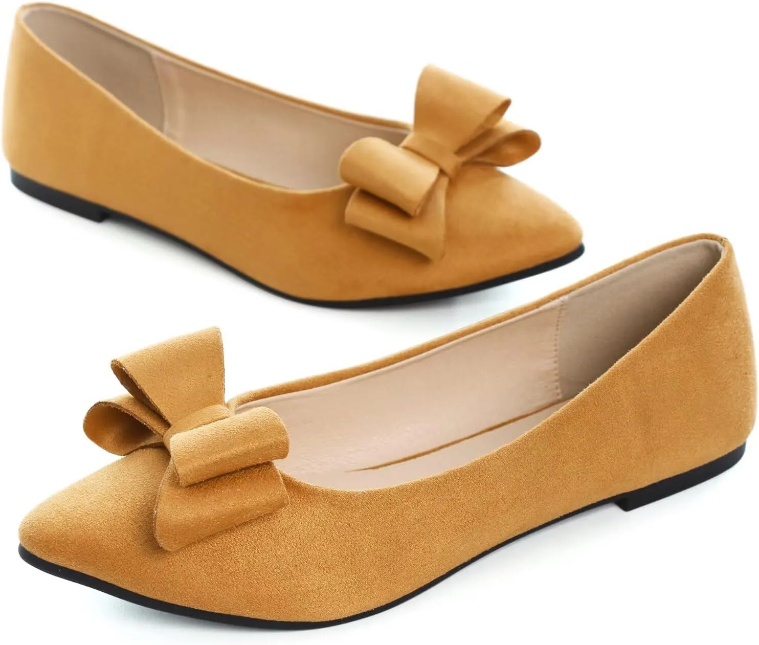 Stunner Womens Bowknot Flower Ballet Flats Pointed Toe Soft Dress Shoes