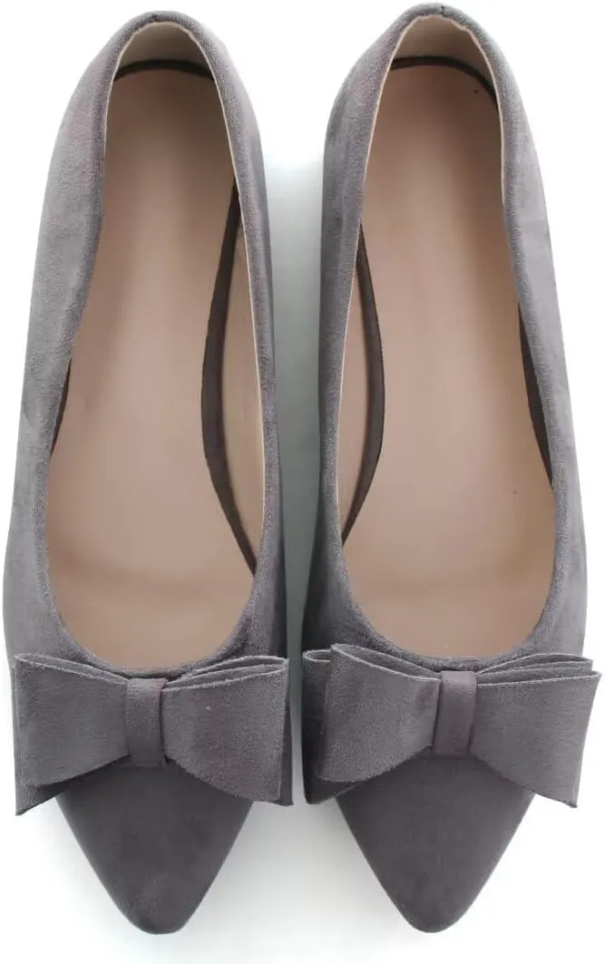 Stunner Womens Bowknot Flower Ballet Flats Pointed Toe Soft Dress Shoes