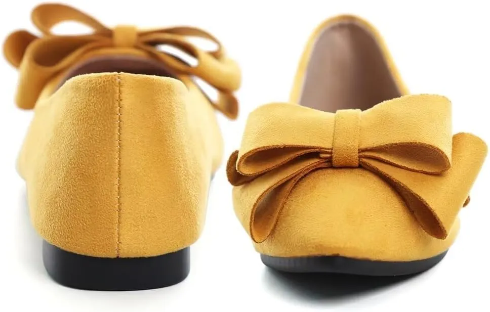 Stunner Womens Bowknot Flower Ballet Flats Pointed Toe Soft Dress Shoes