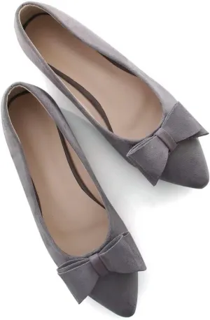 Stunner Womens Bowknot Flower Ballet Flats Pointed Toe Soft Dress Shoes