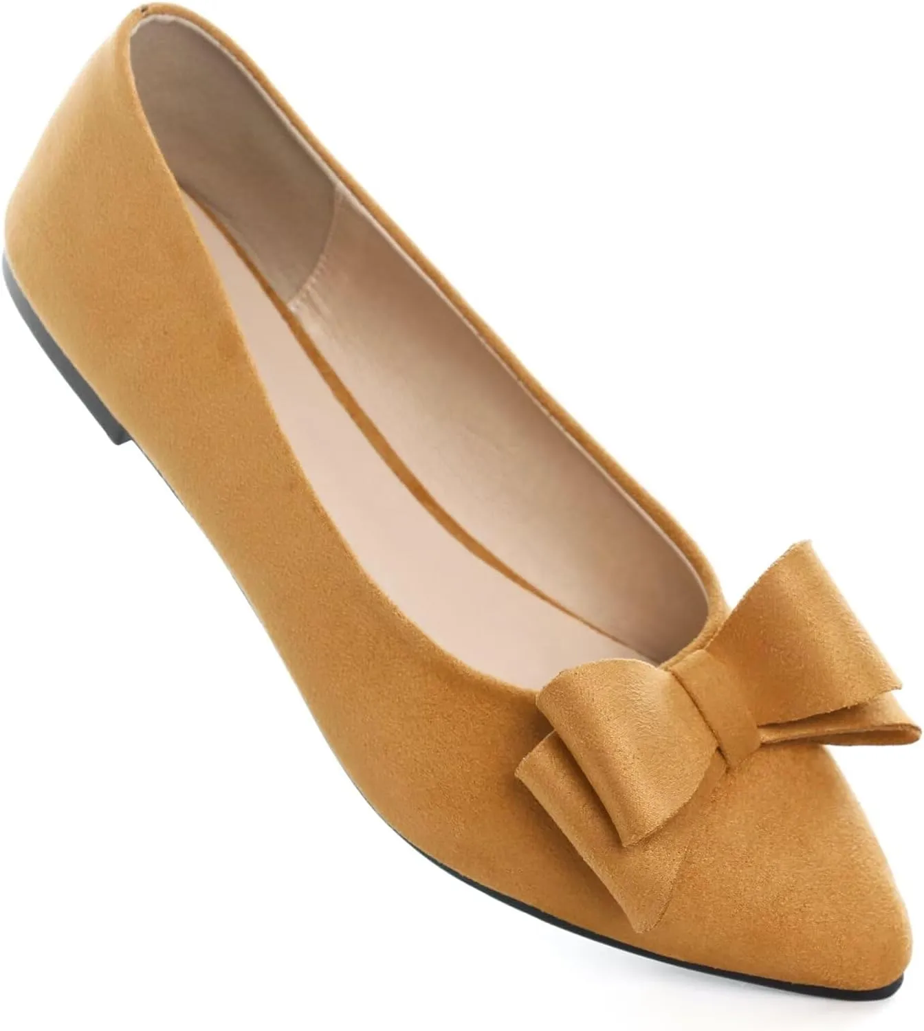 Stunner Womens Bowknot Flower Ballet Flats Pointed Toe Soft Dress Shoes