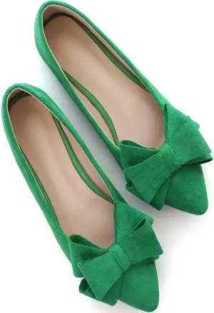 Stunner Womens Bowknot Flower Ballet Flats Pointed Toe Soft Dress Shoes