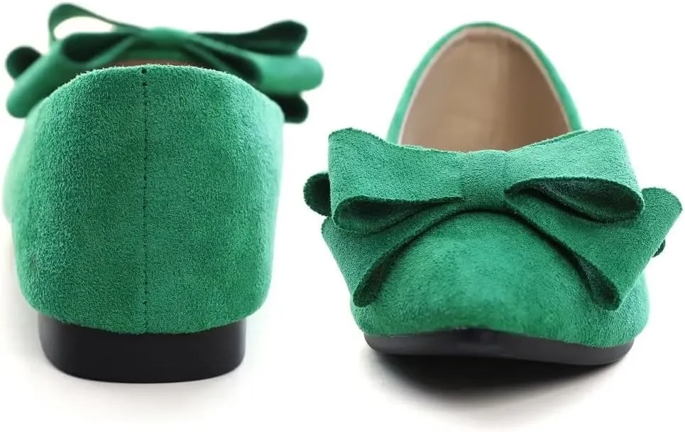 Stunner Womens Bowknot Flower Ballet Flats Pointed Toe Soft Dress Shoes