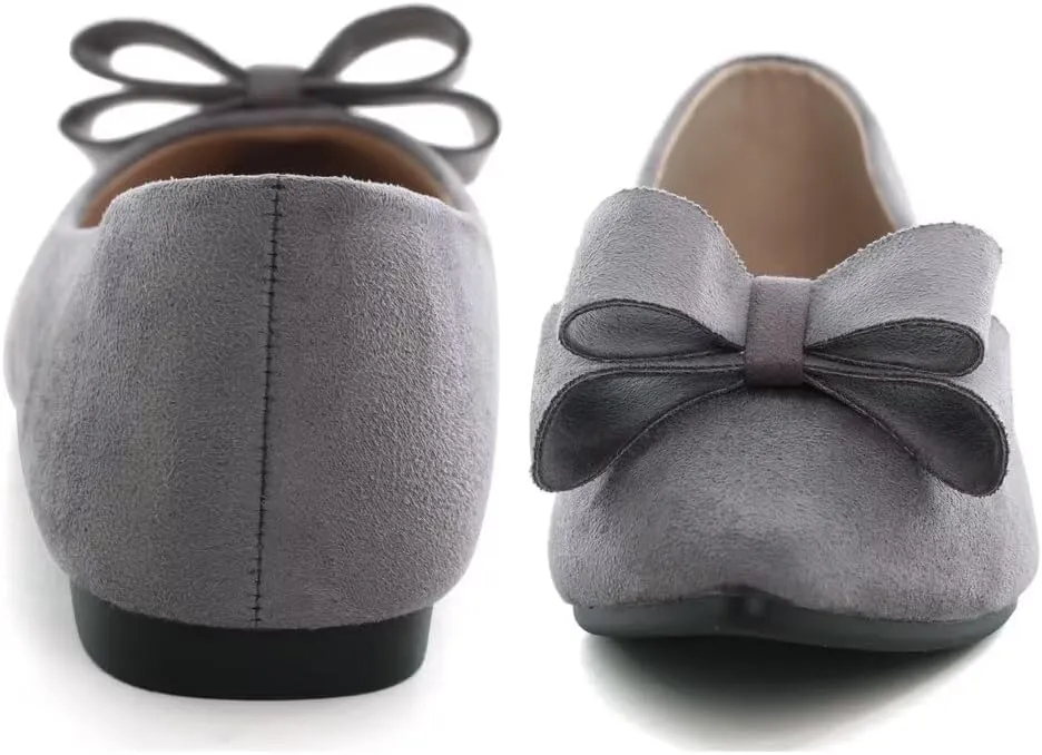 Stunner Womens Bowknot Flower Ballet Flats Pointed Toe Soft Dress Shoes