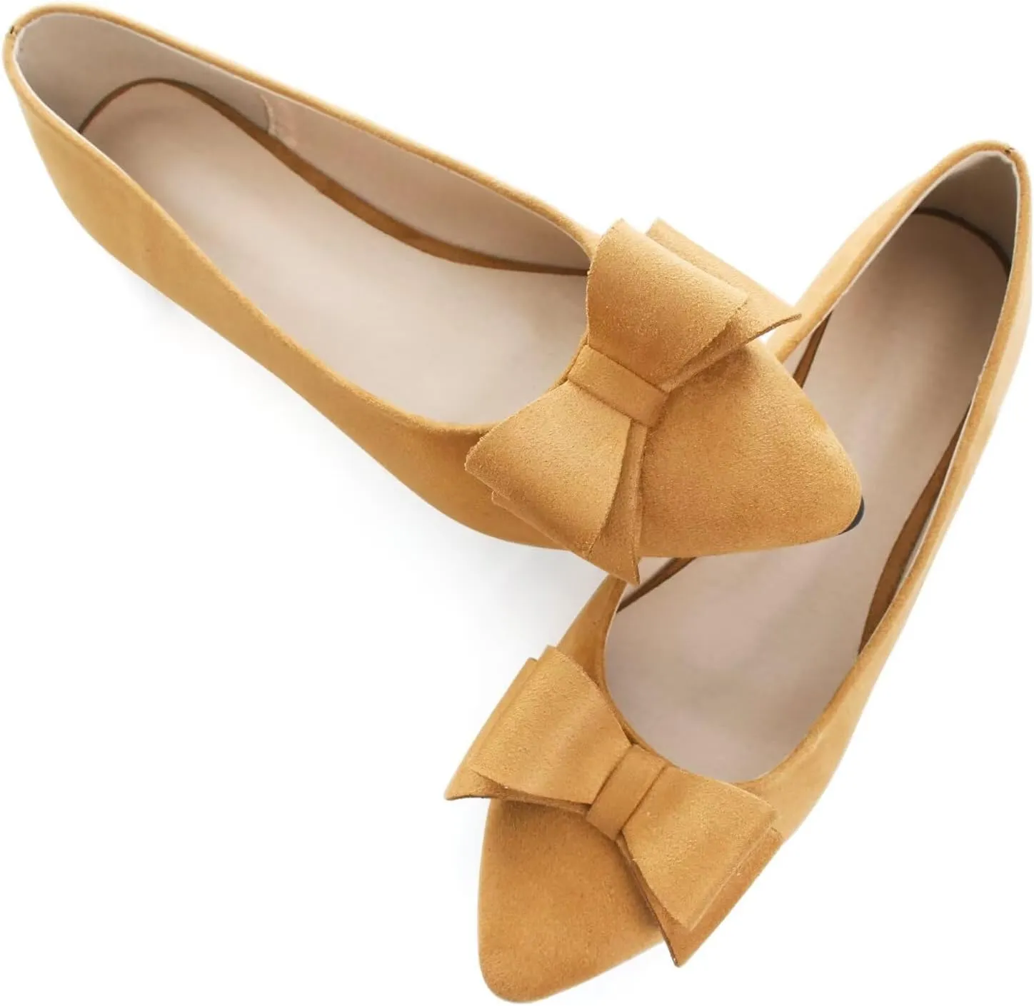 Stunner Womens Bowknot Flower Ballet Flats Pointed Toe Soft Dress Shoes