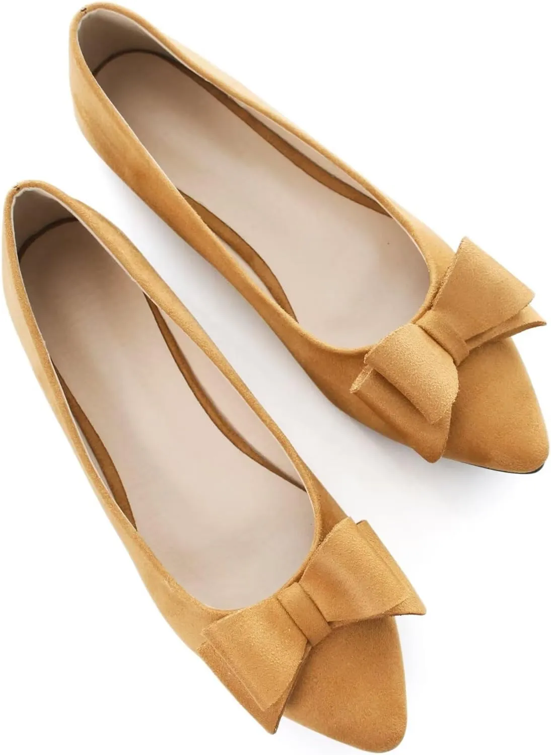Stunner Womens Bowknot Flower Ballet Flats Pointed Toe Soft Dress Shoes