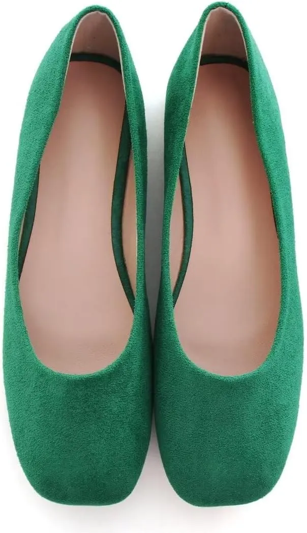 Stunner Women's Comfortable Slip On Ballet Shoes Square Toe Dress Flats Soft Walking Flats
