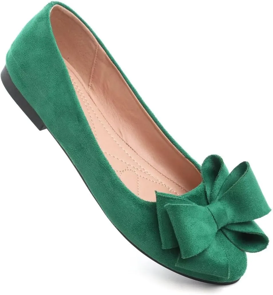 Stunner Women's Dress Flats Cute Round Toe Bowknot Flats Comfortable Ballet Flats Casual Slip On Flat Shoes