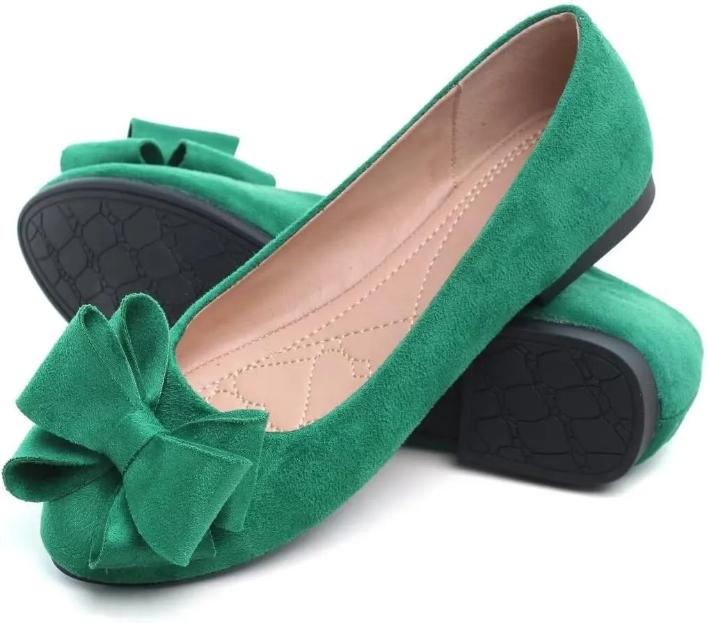 Stunner Women's Dress Flats Cute Round Toe Bowknot Flats Comfortable Ballet Flats Casual Slip On Flat Shoes