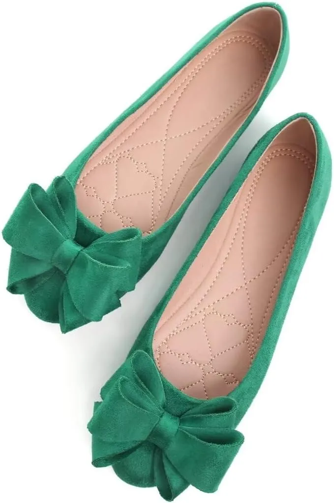 Stunner Women's Dress Flats Cute Round Toe Bowknot Flats Comfortable Ballet Flats Casual Slip On Flat Shoes