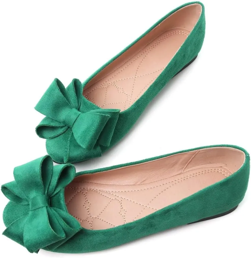 Stunner Women's Dress Flats Cute Round Toe Bowknot Flats Comfortable Ballet Flats Casual Slip On Flat Shoes