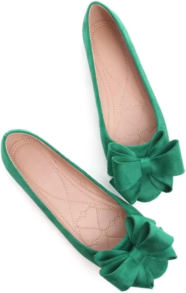 Stunner Women's Dress Flats Cute Round Toe Bowknot Flats Comfortable Ballet Flats Casual Slip On Flat Shoes