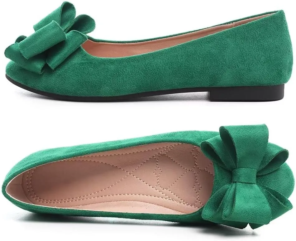 Stunner Women's Dress Flats Cute Round Toe Bowknot Flats Comfortable Ballet Flats Casual Slip On Flat Shoes