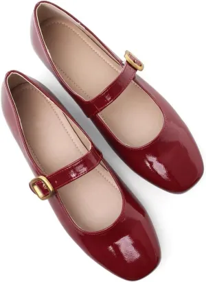 Stunner Women's Mary Jane Flats Fashion Round Toe Ballet Flats Comfort Slip On Flats Buckle Strap Dress Flats