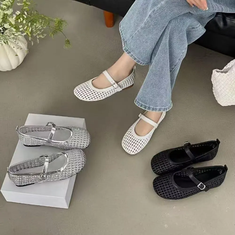 Stunner Women's Mary Jane Flats Fashion Square Toe Soft Ballet Flats Comfort One Line Strap Dress Flats