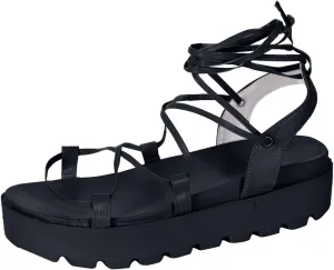 Summer Womens Strappy Platform Sandals Fashion Casual Cross Straps Lace Up Open Toe Non-Slip Sandals Comfortable Outdoor Ladies Shoes Sandalias