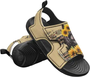 Sunflower Cow Sandals Boys Sport Athletic Hiking Sandals Lightweight Open Toe Summer Beach Water Shoes for Toddler Kids