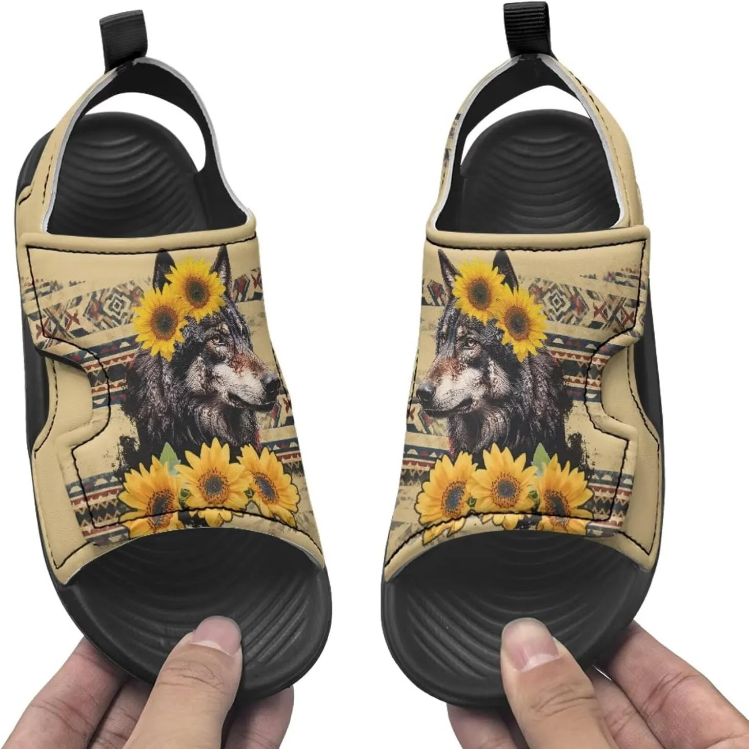 Sunflower Cow Sandals Boys Sport Athletic Hiking Sandals Lightweight Open Toe Summer Beach Water Shoes for Toddler Kids