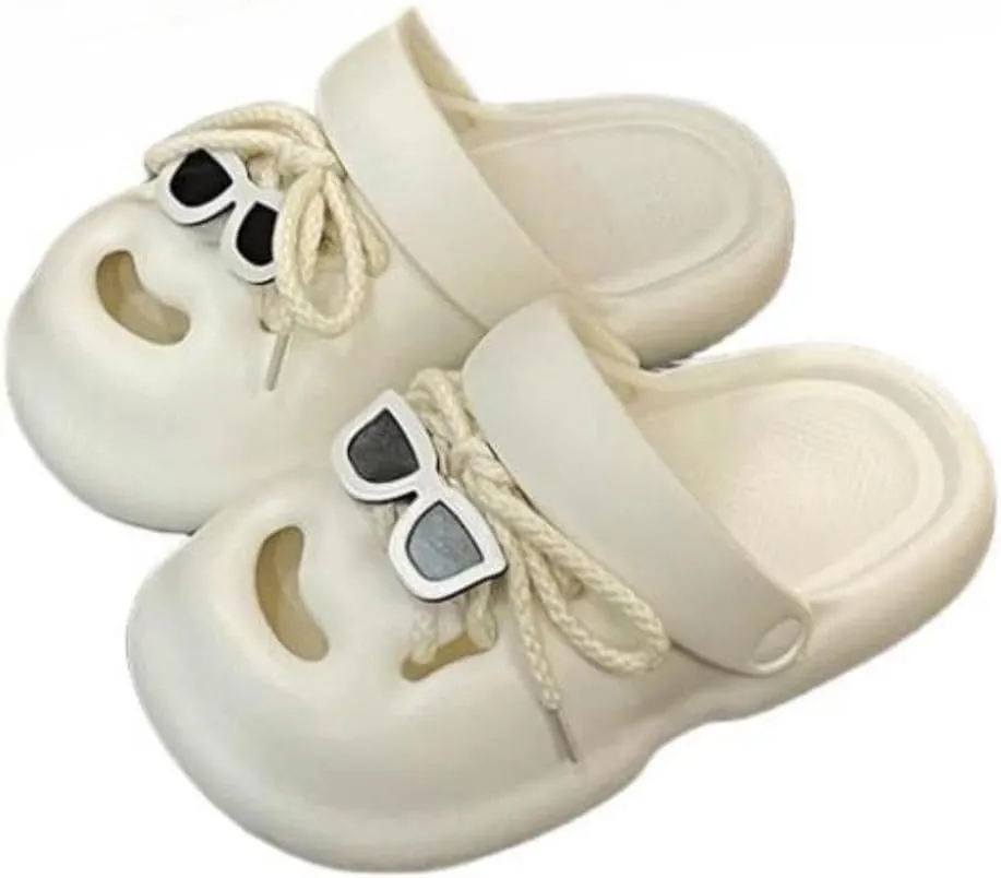 Sunglasses Cushion slippers travel for women open toe slippers for Women Pillow Cloud Slides Non Slip Quick Drying Shower Bathroom Sandals Ultra Thick Sole Bedroom Shoes, 5.5, White