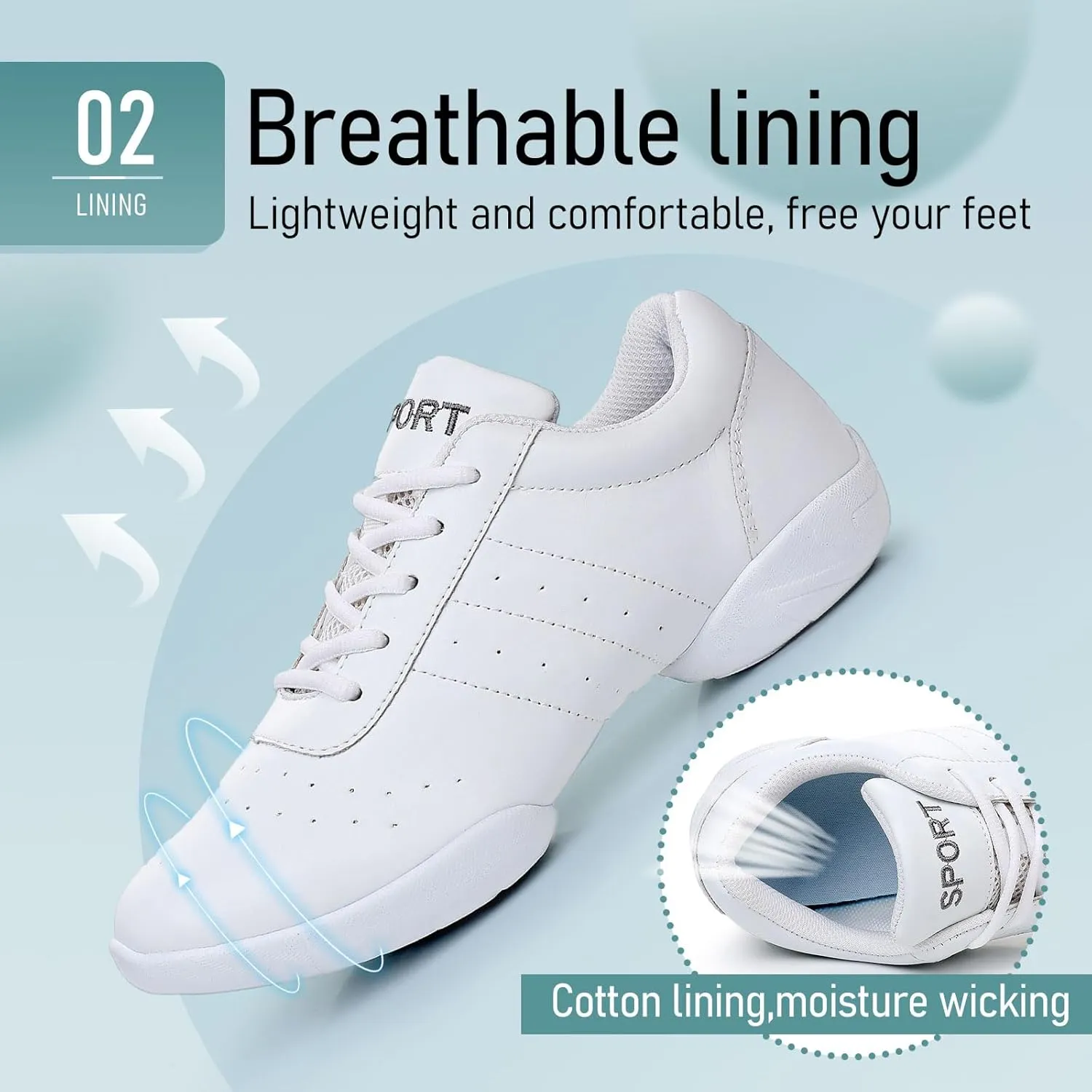 SWDZM Ballroom Salsa Practice Dance Sneakers Cheer Shoes for Women Cheerleading Athletic Dance Shoes