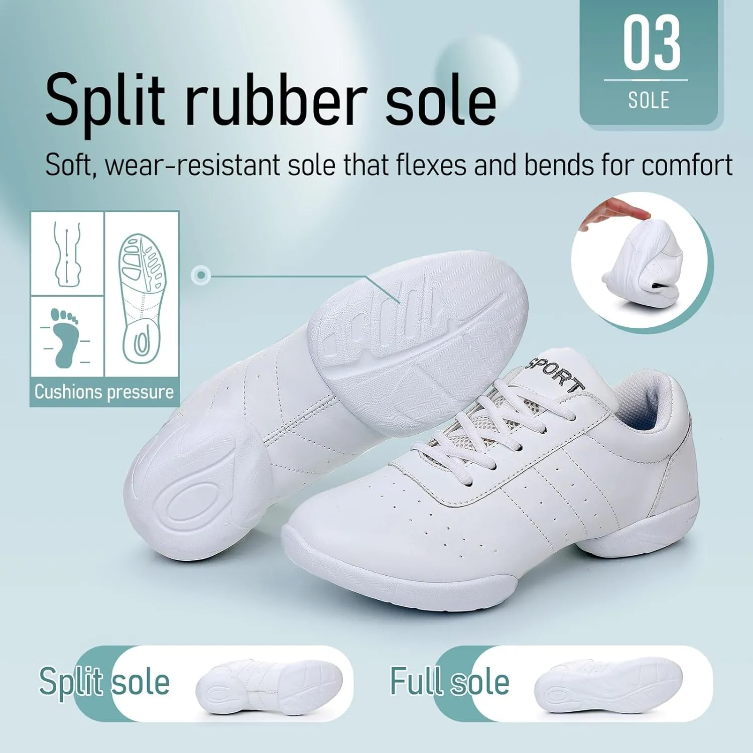 SWDZM Ballroom Salsa Practice Dance Sneakers Cheer Shoes for Women Cheerleading Athletic Dance Shoes