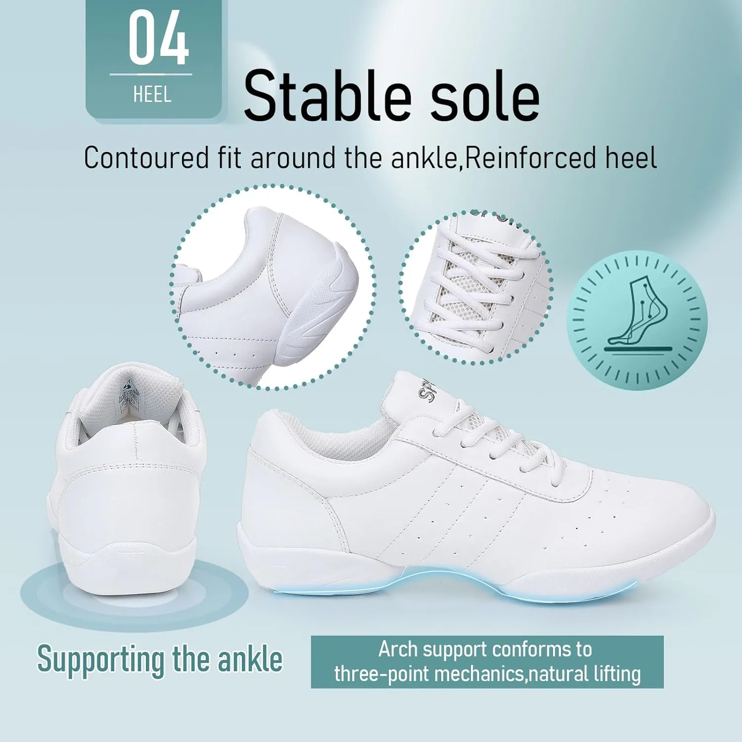 SWDZM Ballroom Salsa Practice Dance Sneakers Cheer Shoes for Women Cheerleading Athletic Dance Shoes