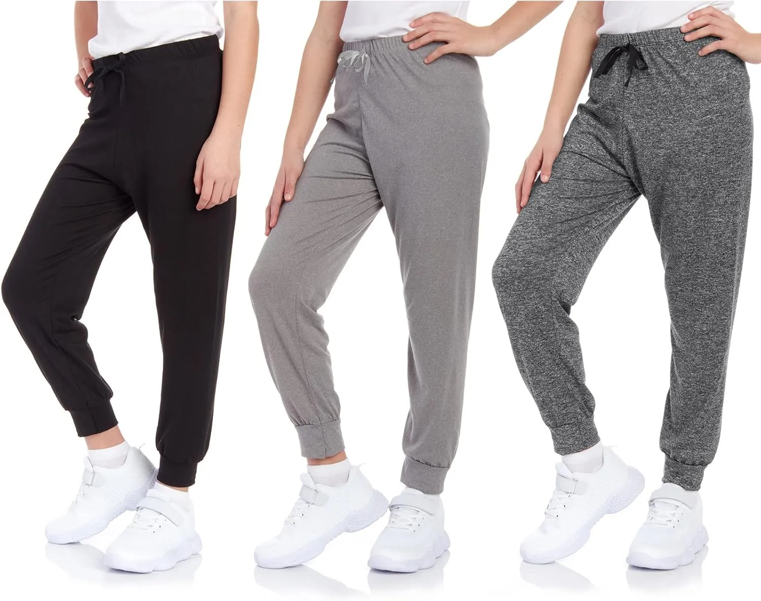 Sweet Hearts Girls Sweatpants - 3 Pack Super Soft Girls' Activewear Performance Jogger Pants: Made in USA (Sizes: 5-18)