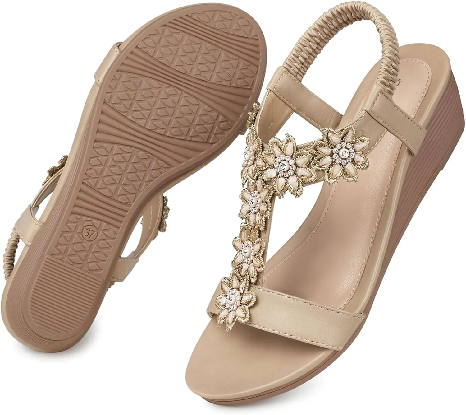 SWQZVT Women Sandals Wedge Low: Dressy Summer Sandal - Comfortable Hollow Out Sandals