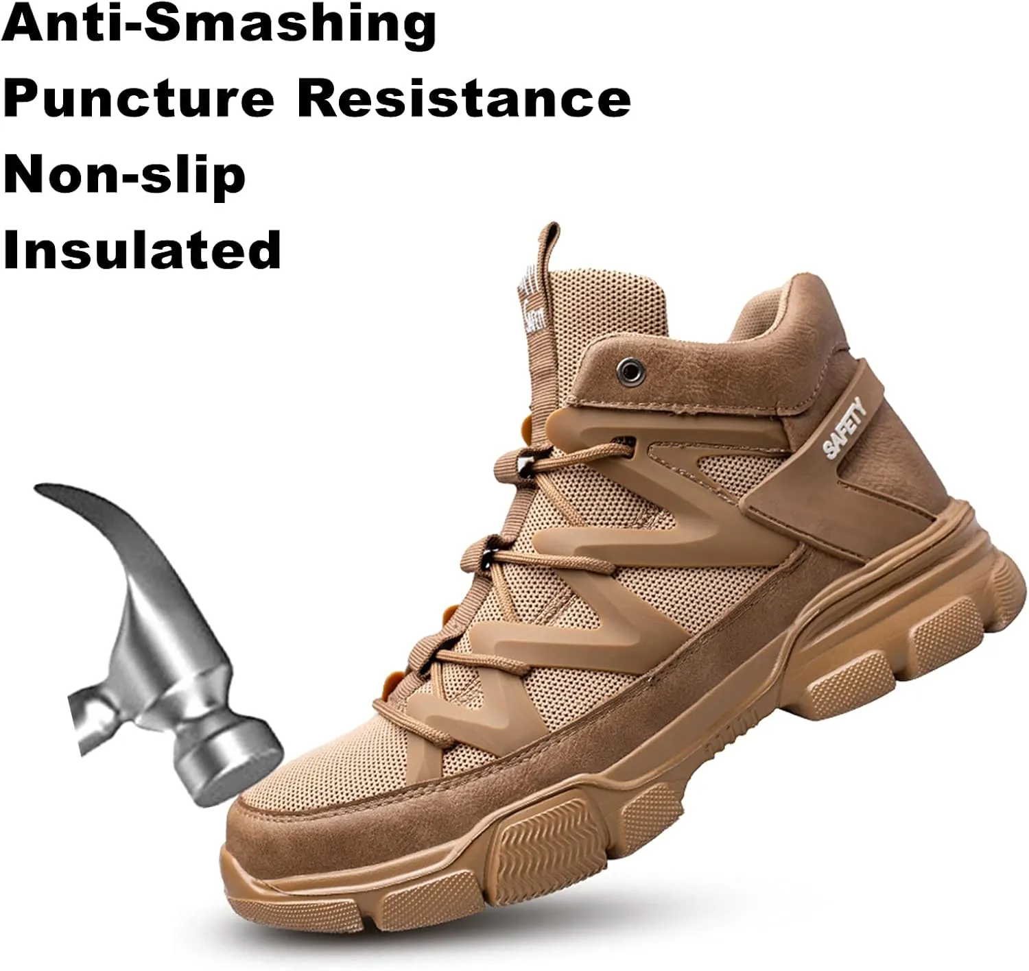 SYLPHID Steel Toe Boots for Men Safety Shoes for Women Work Sneakers Slip Resistant