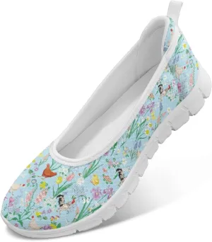 SYtrade Women Slip On Loafers Summer Art Travel Sneakers White Sole
